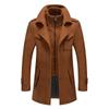 Herren Mode Herbst Winter Woll-Trenchcoats Modische Mittellange Jacke Männlich Doppelkragen Reißverschlussmantel Winddichter Wollmantel