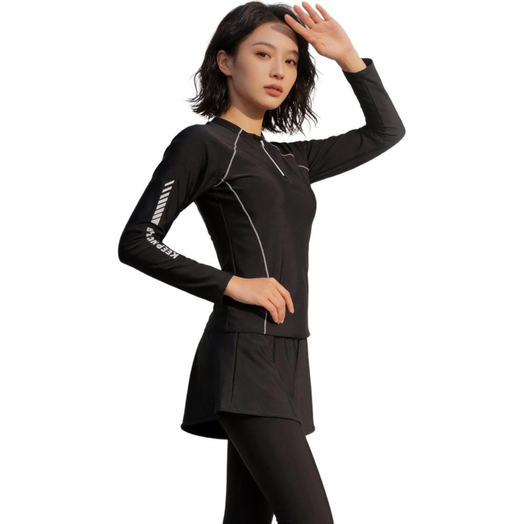 Anta High Elastic Fabric Slim Fit Sun Protection Long Sleeve Two Piece Swimsuit Women swimwear 1826332420