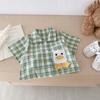 Summer Boys Plaid Short Sleeve Romper - Stylish Korean Style Crawling Suit for Infants