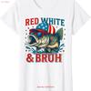 Patriotic Red White And Bruh Usa Fishing 4th Of July Ladies Crewneck T Shirt Vintage Comfortable Slightly Soft