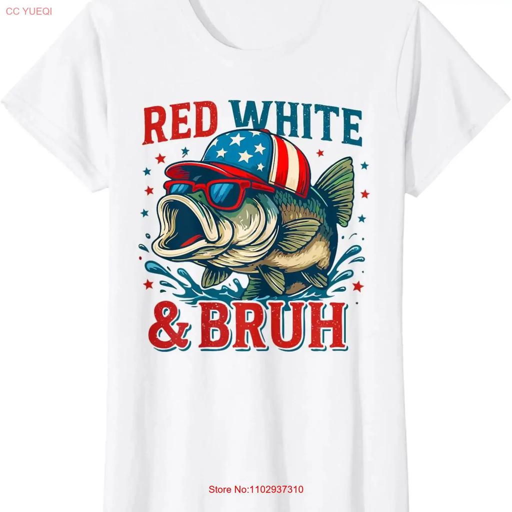 Patriotic Red White And Bruh Usa Fishing 4th Of July Ladies Crewneck T Shirt Vintage Comfortable Slightly Soft