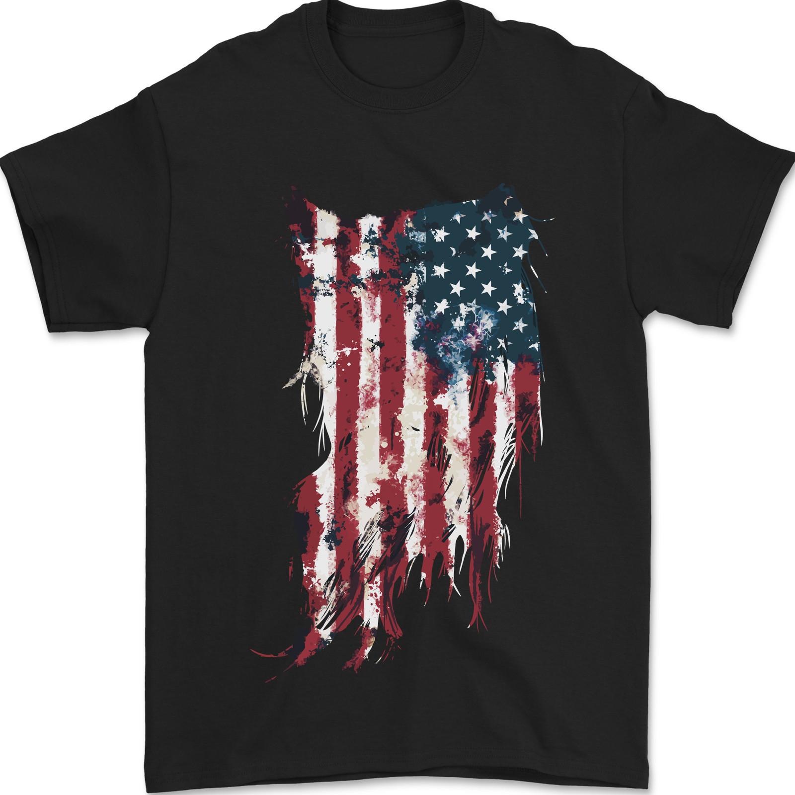 Distressed American Stars & Stripes Flag USA Mens T-Shirt 100% Cotton S разноцветный