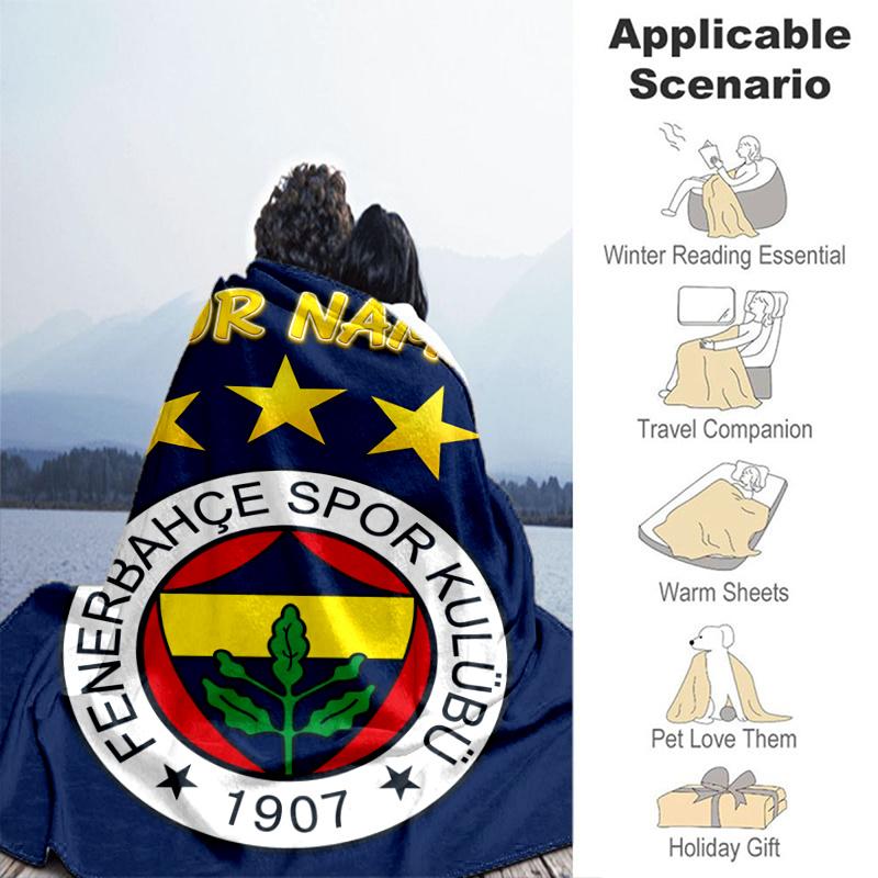 Custom Personalized Blanket Fenerbahçe Spor Soft Throw Blanket, Suitable for Family and Friends, Sofa Blanket,Home Decor Christmas gift