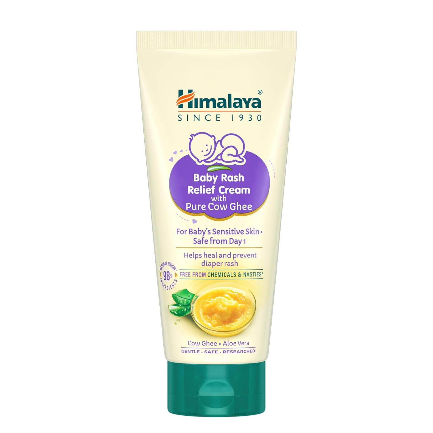 

Himalaya Baby Rash Relief Cream 50gm With Pure Cow Ghee For Sensitive Skin And Diaper Rash Protection