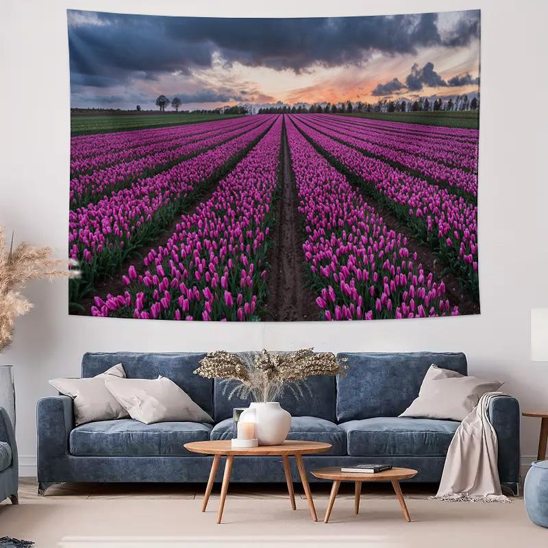 Tulip Field Tapestry  Natural Style Wall Decor Hanging