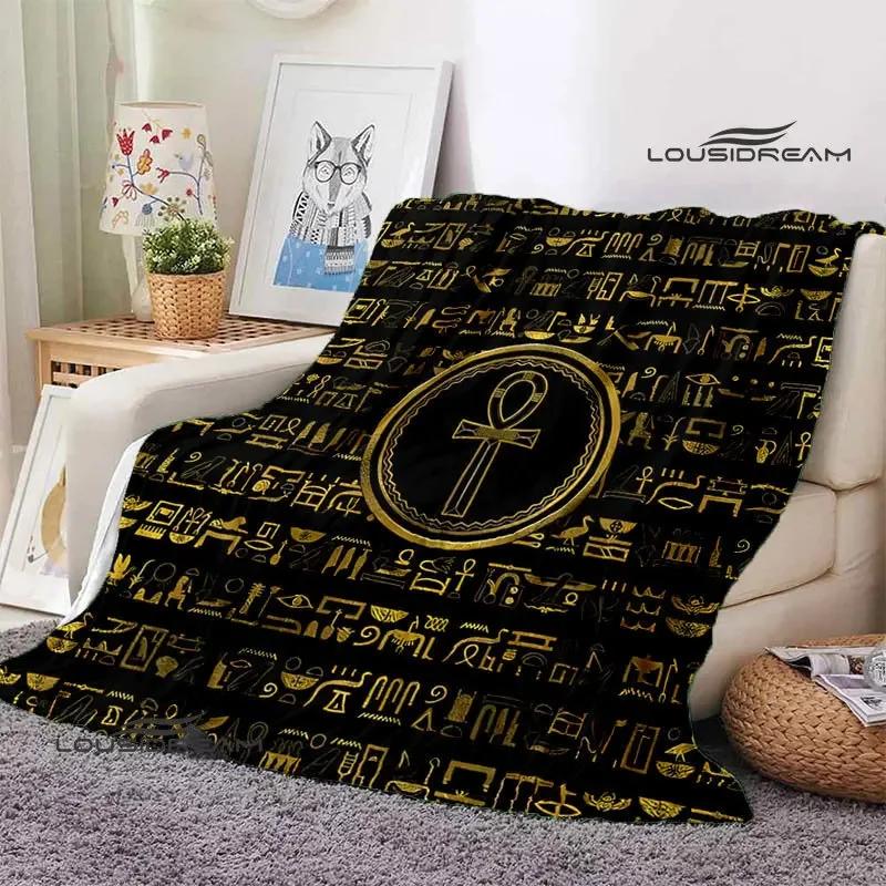 Egyptian Pictograph And Symbol Printing Blanket Fashion Warm Blankets Home Travel Soft And Comfortable Blanket Birthday Gift