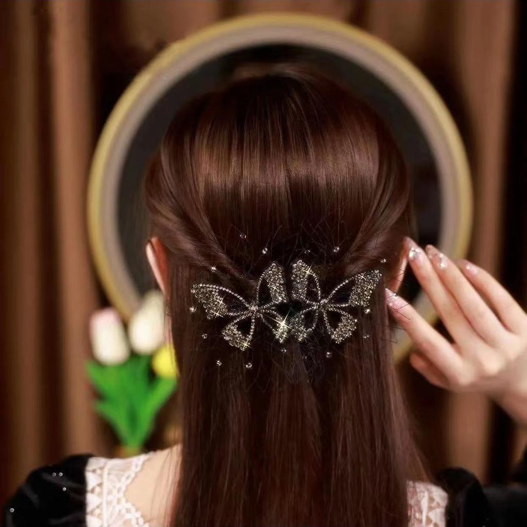 New Butterfly Big Hair Claws Fashion Barrettes Acrylic shining Double Layer Hair Accessories for Girls Claw Clip