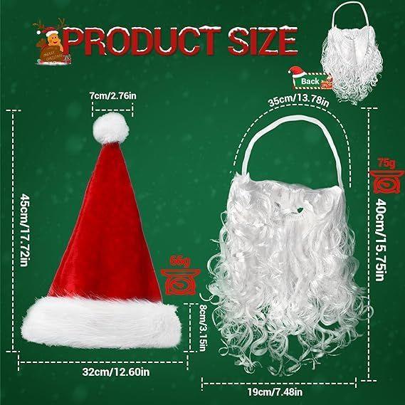 Santa Hats and Beard for Adults Christmas Costume Decorations Xmas Hats Santa Beard Mask Face Cover for Men Women