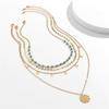 Vintage Blue Stone Beaded Chain Necklaces for Women Fashion Ethnic Multilayered Tassel Necklaces Friendship Jewelry Gift