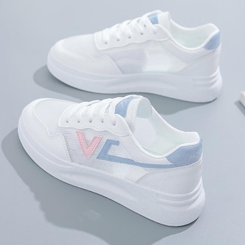 

Женские белые сетчатые кроссовки - Весна/Лето 2025 - Универсальные, дышащие, повседневная спортивная обувь на толстой подошве 40 синий/белый