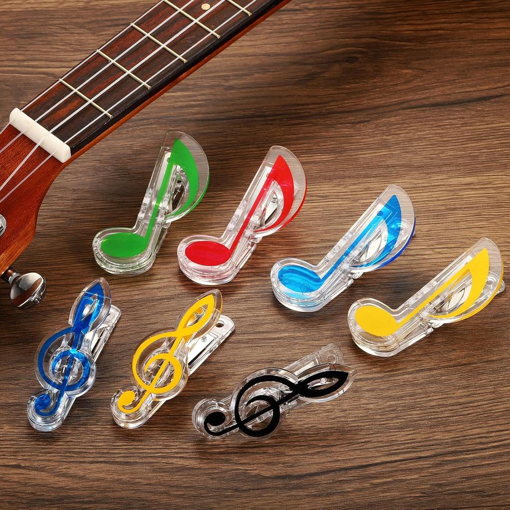 YOKIVE 40 Pcs Music Note Clips, Plastic Music Book Clip, Decoration and Marking, Great for Office/Piano Room (5 Colors, 2.8 x 1.2 Inch)