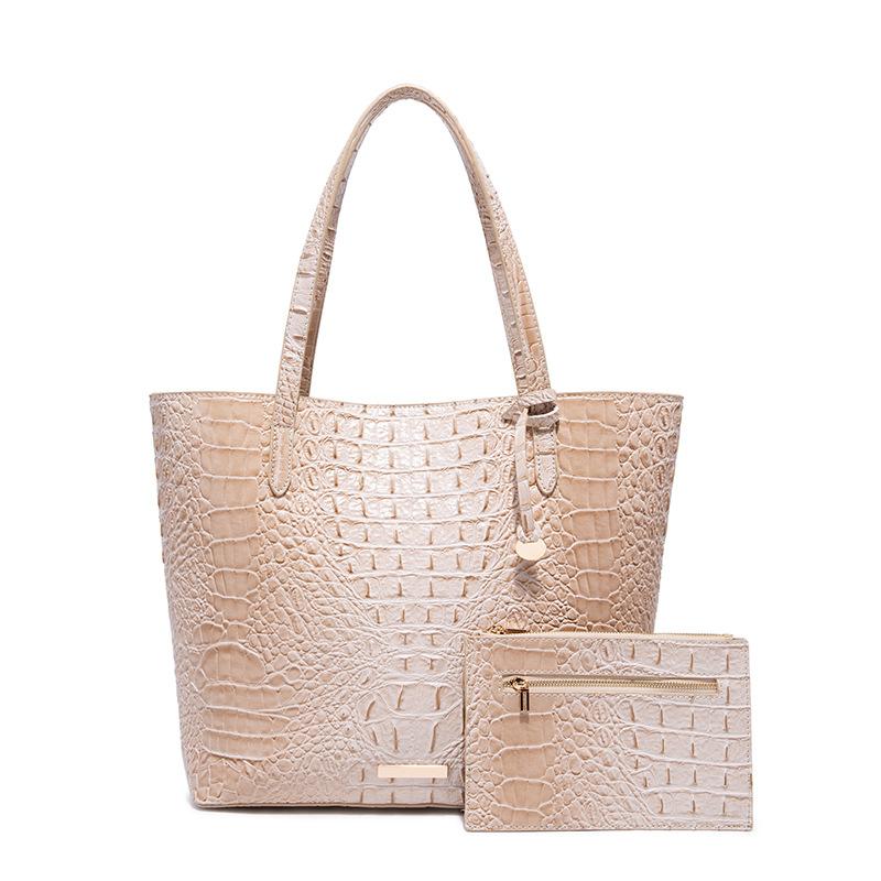 New European and American Handheld Tote Mother Retro Women's Bag with Multi Color Brahmin Crocodile Pattern