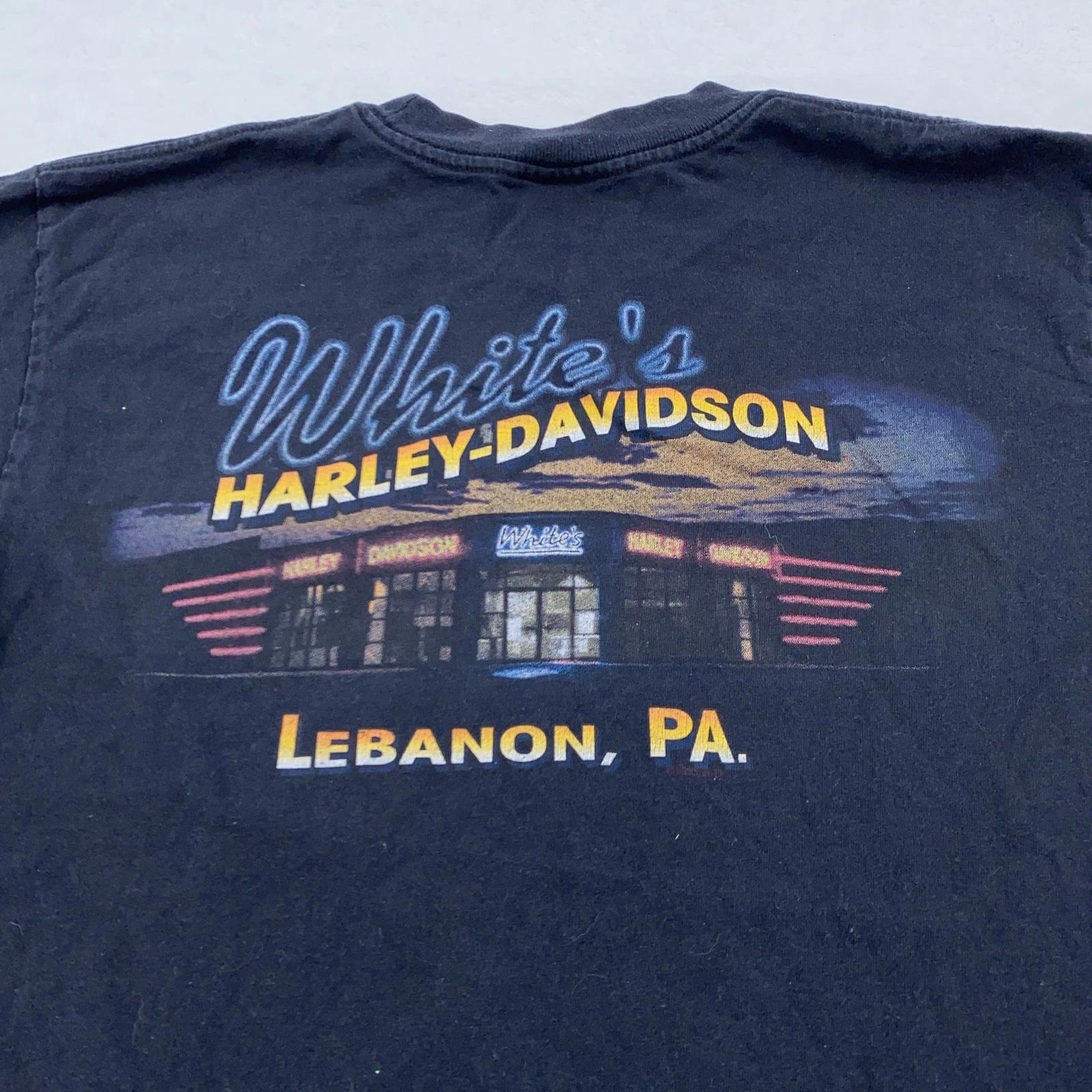 

Vintage Harley-Davidson Shirt Mens M/L Black White’s Lebanon PA Pocket Tee 90s XL