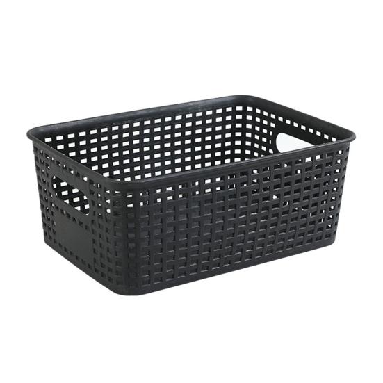 Aufbewahrungsbox mit Deckel, Imitations-Rattan-Geflecht, Schreibtisch-Organizer, Mehrzweck-Aufbewahrungskorb für Fernbedienungen, Kosmetikartikel und Snacks