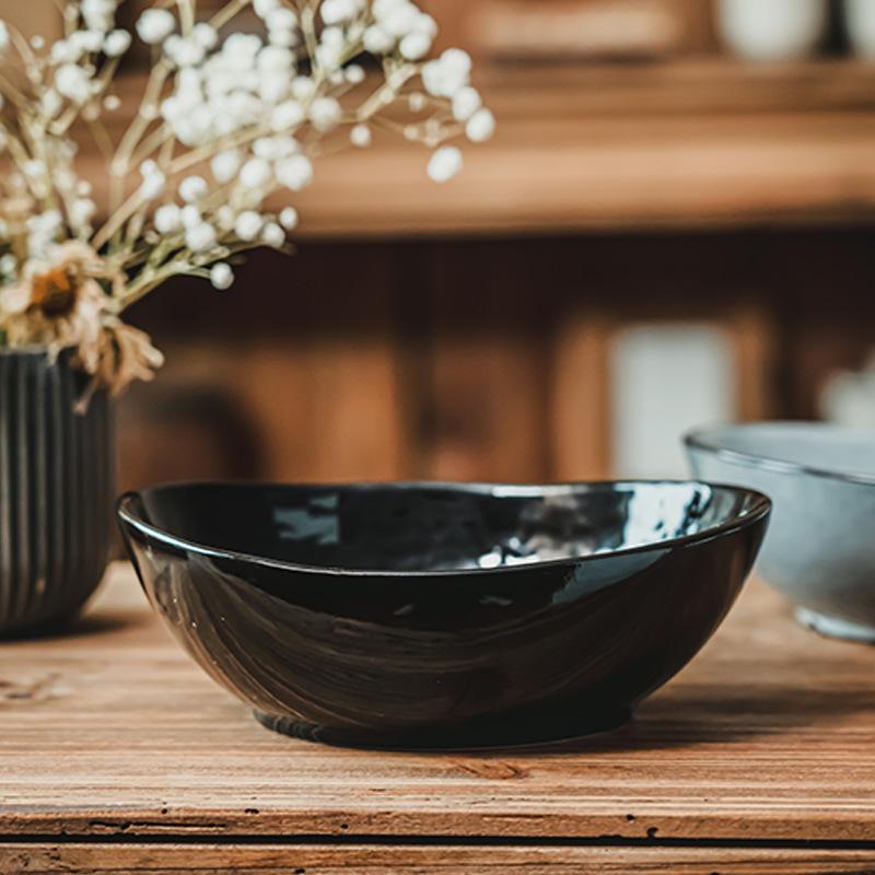 Kiln Change Ingot Big Bowl Retro Ceramic Bowl Household Bowl Vegetable Bowl Salad Bowl Restaurant Tableware Noodle Bowl Soup Bowl