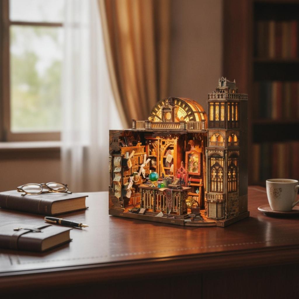 Miniature Room Scene Layered Wood DIY Wooden Model Toy Illuminated 3D house