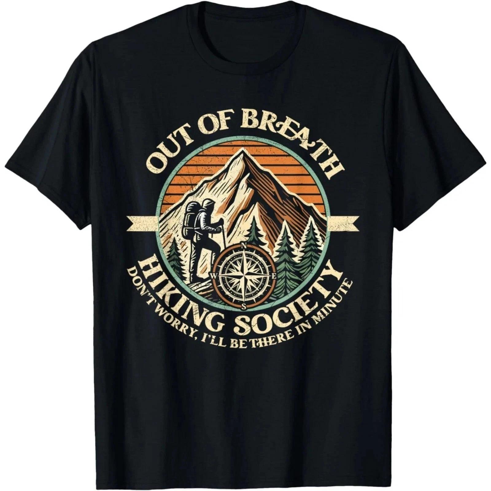 Out of Breath Hiking Society Funny Mountain Outdoor Hikers T-Shirt, Size S-5XL XL