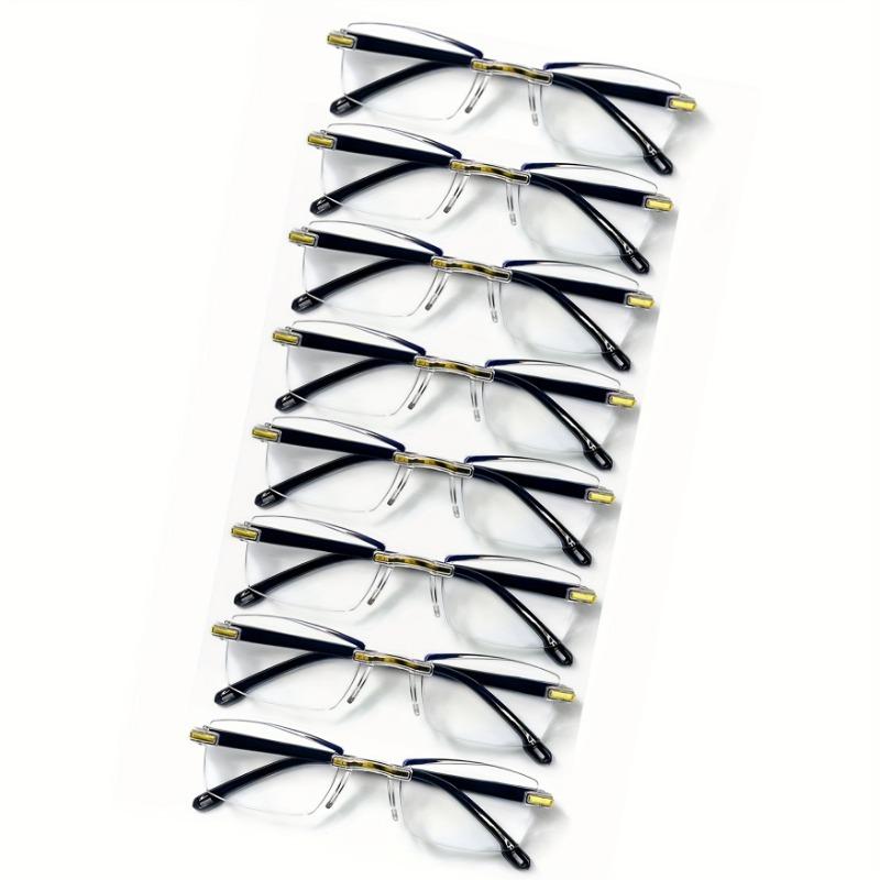 8pcs Rectangular Reading Glasses Vintage Stylish Presbyopic Glasses for Men And Women
