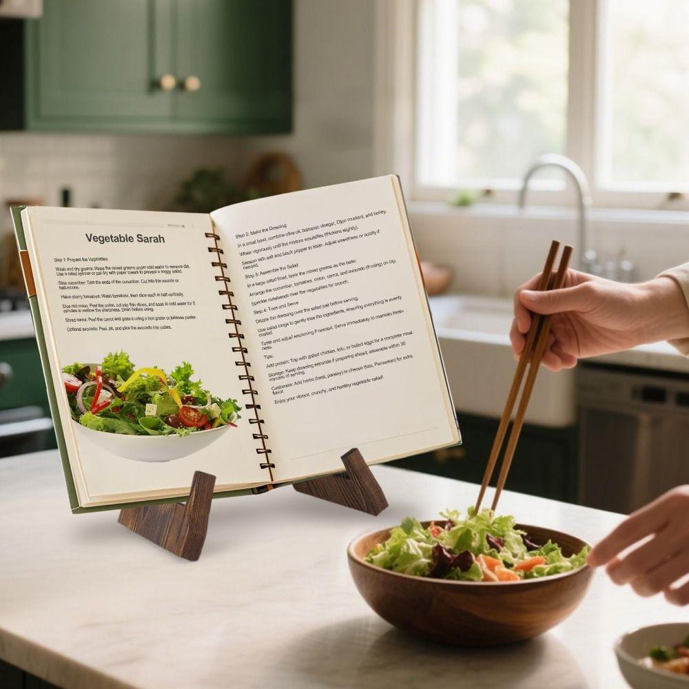 Nuovo Supporto in Legno per Libri di Cucina Regolabile Multifunzionale Porta Ricettario Risparmio di Spazio Supporto per Libri di Cucina per Cucina Domestica