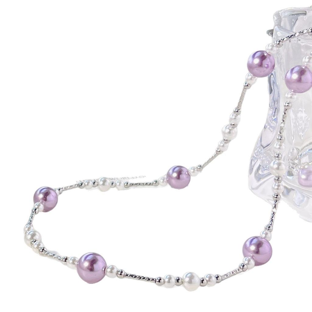 Vintage High Quality Mixed Color Purple Faux Crystal Necklace Necklace Sweater Chain