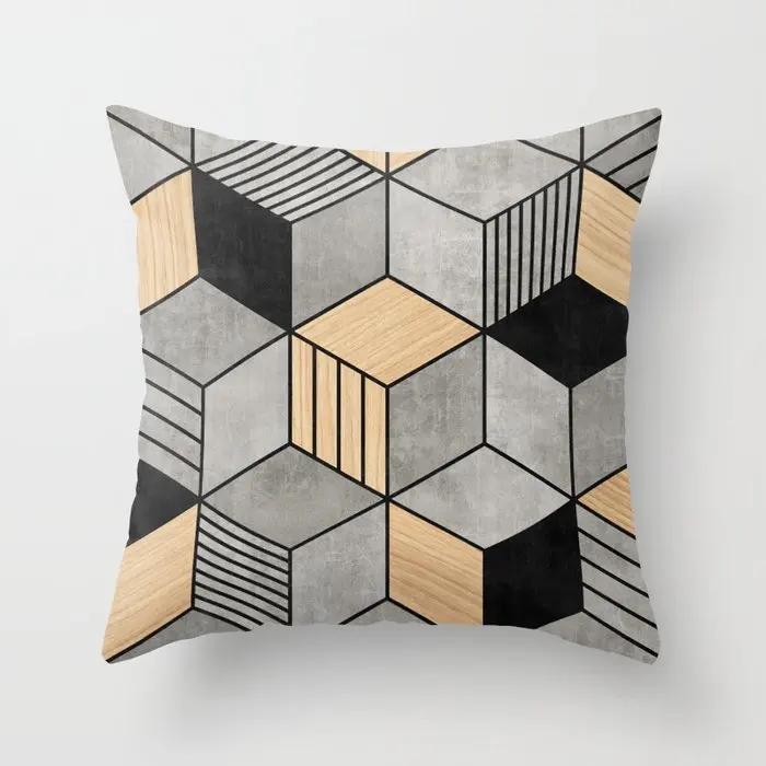 Juste De Coussin Géométrique Pour La Décoration Intérieure, Ferme, Oreiller De Canapé, Bois Créatif, Taie D'oreiller En Marbre Mars, Mode