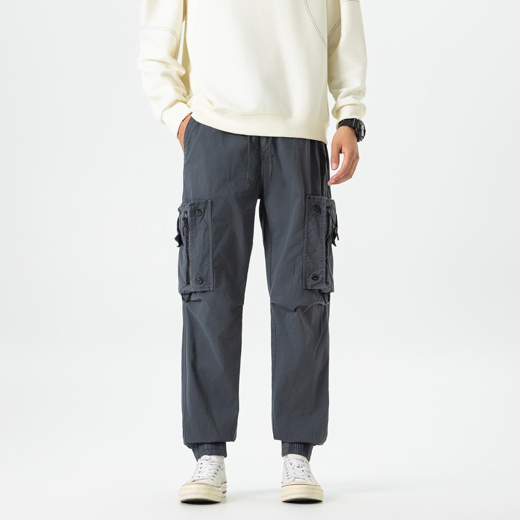 Men's New Retro Functional Wind Tied Feet Casual Trendy Brand Multi-pocket Overalls for