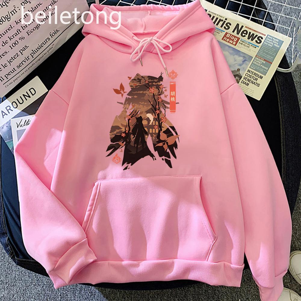 Hu Tao Cosplay Costume Hot Game Genshin Impact Hoody Oversized Clothes Kawaii Cartoon Women Hoodies Men Long Sleeve Streetwear