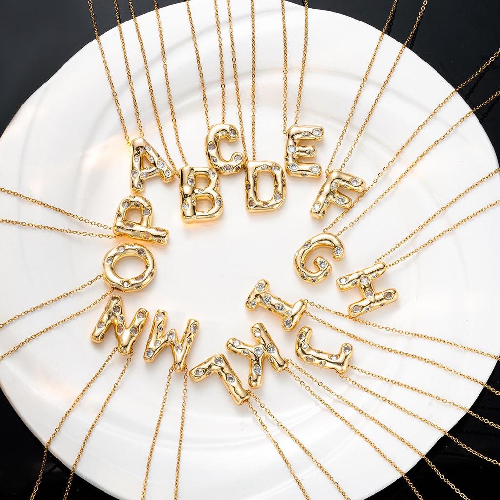 Women's Colorful English Alphabet Necklace - Simple & Trendy Design in Titanium Steel