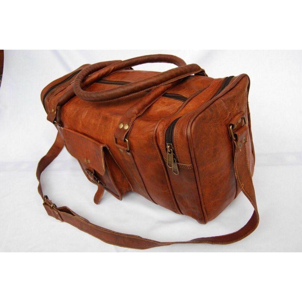 Gym Kozí Kůže Pánský Duffle Hnědá Cestovní Zavazadlo Pravá Taška Vintage Nová Taška