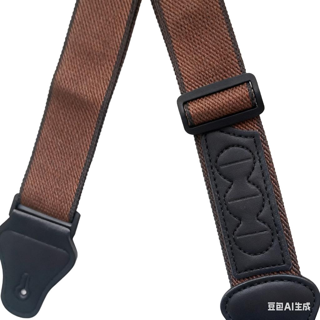 Guitar Strap Adjustable Hard Wearing Comfortable Cotton Guitar Strap Belt with Pick Pockets for Outdoor Travel Brown