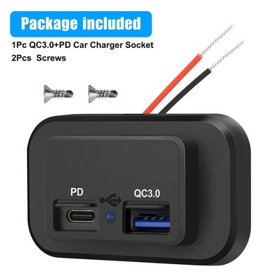 PD+QC3.0 Charging Socket Dual Ports Plug Charger Socket For 12/24V Car Boat Motorhome Caravan Camping Accessories