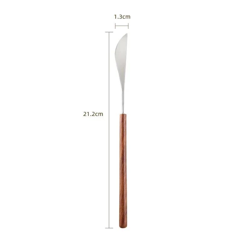 Vintage Rosewood Handle Steak Main Dinner Knife Fork Spoon Stainless Steel Tableware Hotel Light Luxury Dinnerware Set