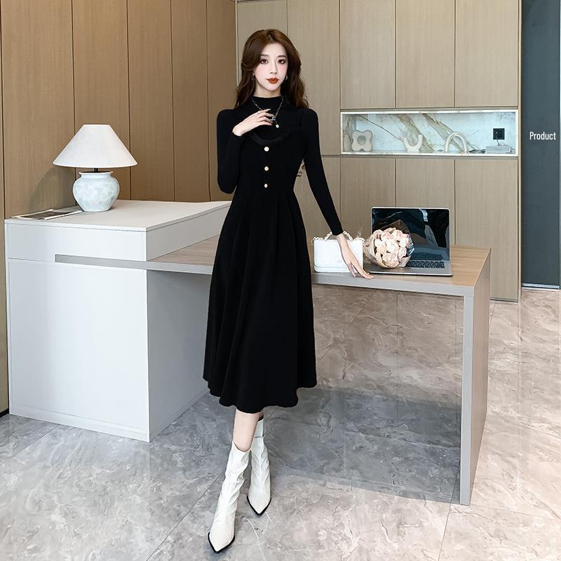 2025 Autumn/Winter Corduroy Camisole Dress with Sweater Layer: Sweet Mid-Length