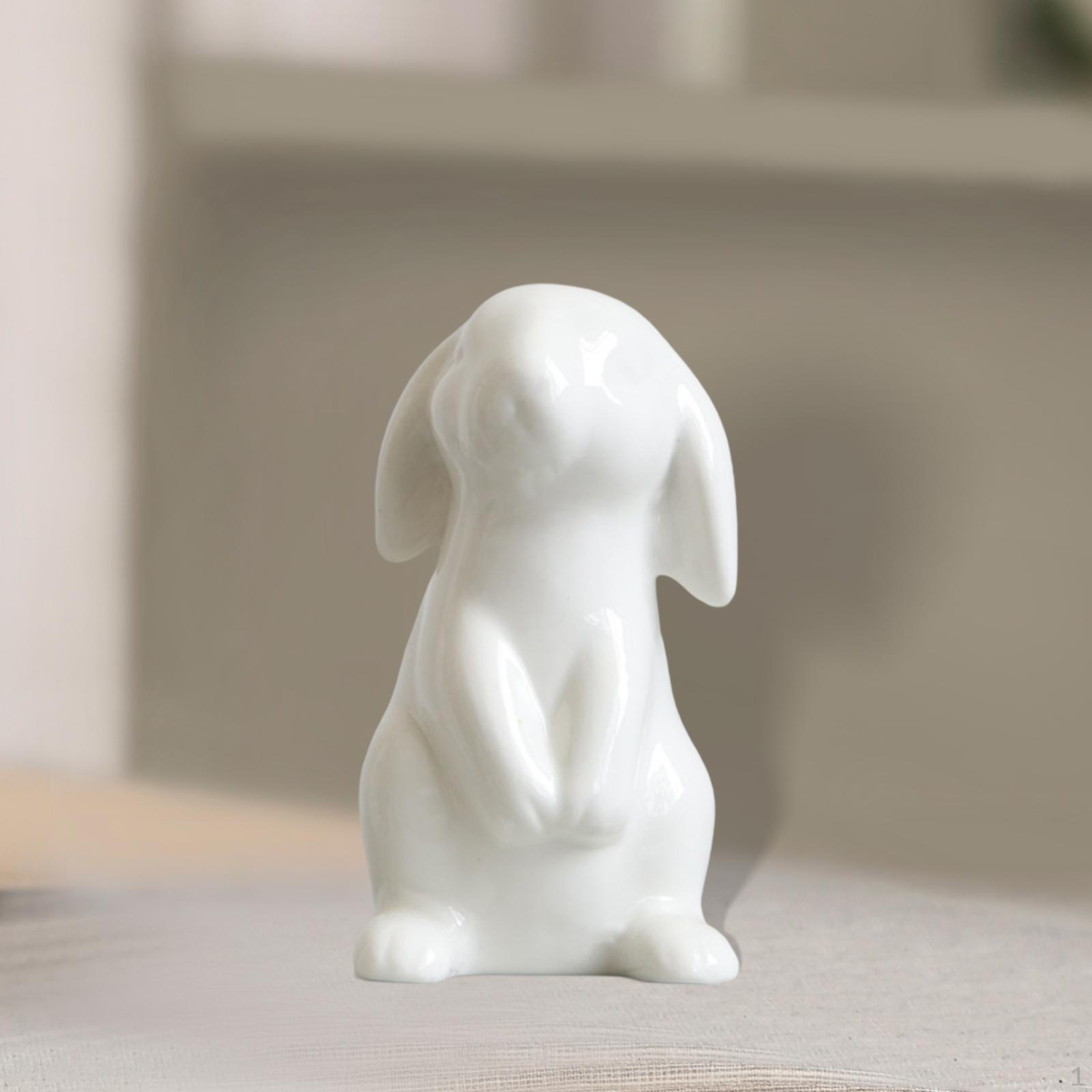 Фигурки кроликов Миниатюрные скульптуры Керамические поделки Коллекционная статуэтка для декора полки Коллекция B 5.5x10cm