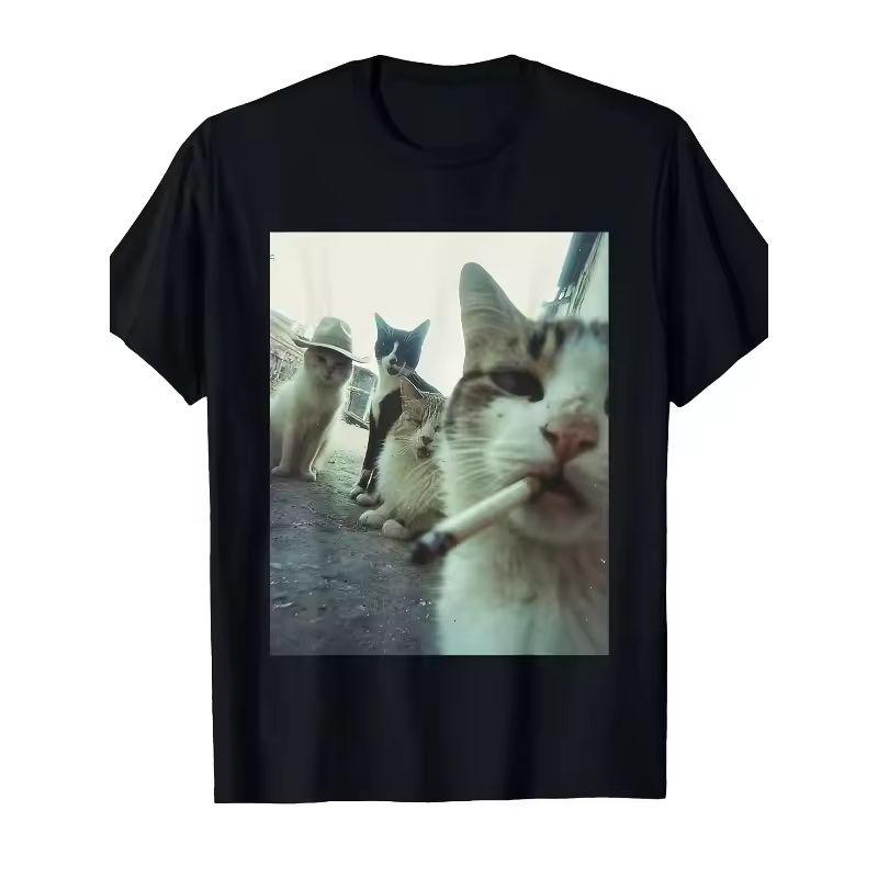Cool Cat Smoker T-shirt  Pet Enthusiast Gift  Neutral Pattern T-shirt  Animal Enthusiast Clothi