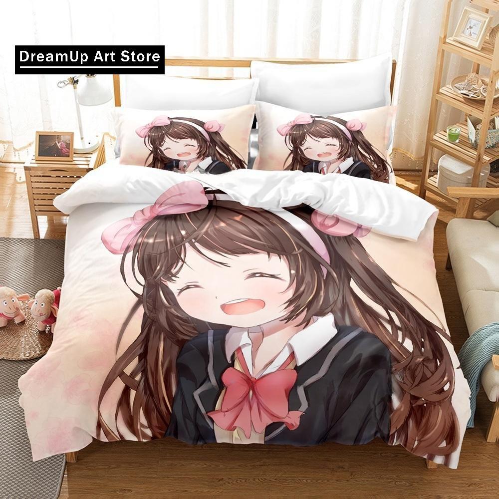 3d Printing anime Kawaii Girls Kizuna AI Bedding Set Single Twin Full Queen King Size Bed Set Adult Kid Bedroom Duvet cover Sets