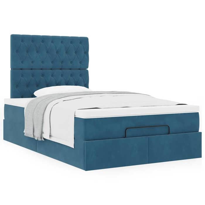 Maison Exclusive - Cadre de lit ottoman avec matelas bleu foncé 120x200 cm velours