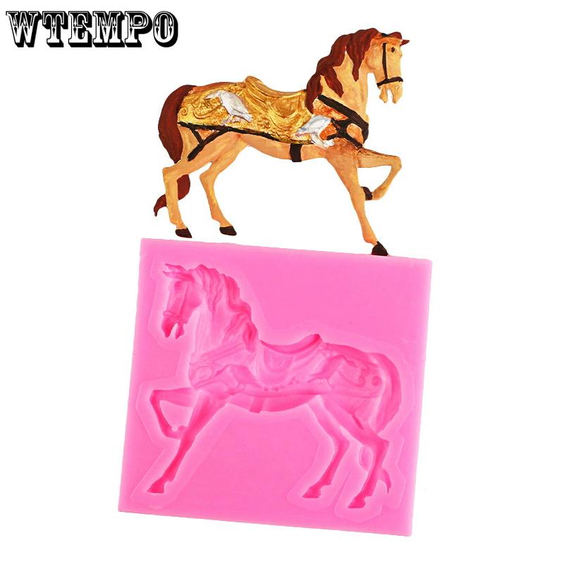 WTEMPO Creative Galloping Horse Silicone Molds Soft Fondant Chocolate Cake Clay Epoxy Resin Decorative Molds DIY Handicrafts Making Molds