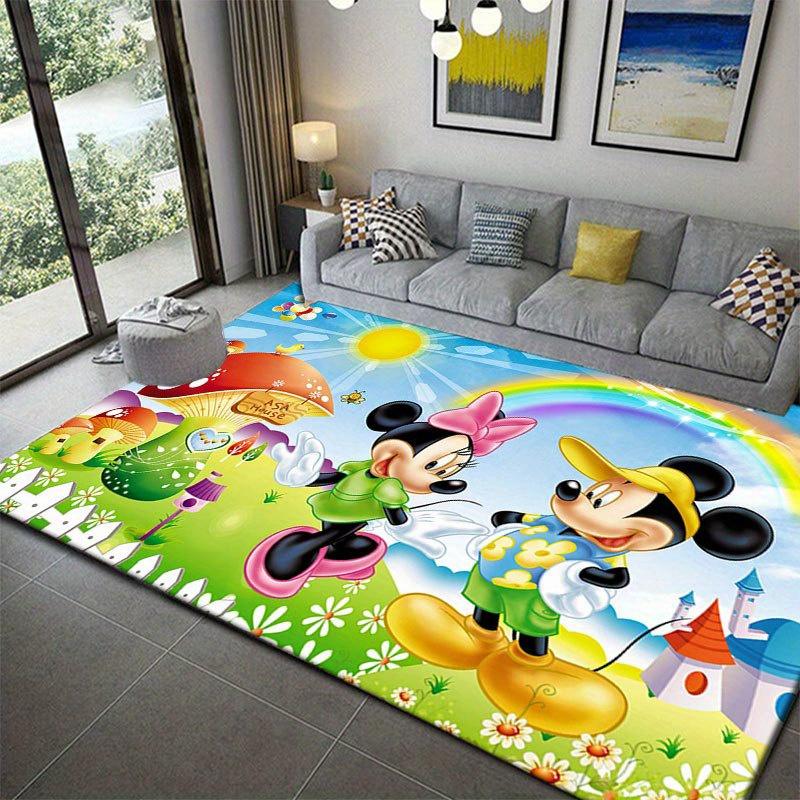 1pc Mickey and Minnie Area Rug, Non Slip Floor Mat, Cartoon Character Design, Soft Velvet, Room Decor, Washable Indoor Carpet