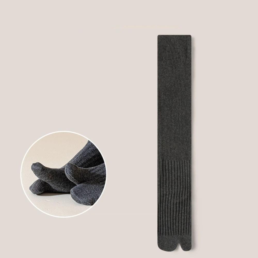 Comfortable Solid Color Women s Long Socks Soft High Elasticity Split Toe Socks Japanese Style Long Split Toe Socks Autumn One Size темно серый