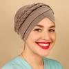 Solid Color Muslim Turban Hat Single Color Milk Silk Two Braids Headscarf Hat