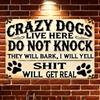 Crazy Dogs Live Here Do Not Knock Tin Sign Funny Dog Paw Wall Art Vintage Metal Sign They Will Bark I Will Yell Home Decor Outdo