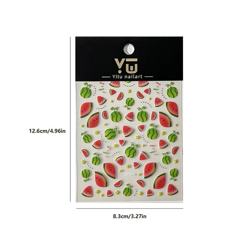 1 Sheet Watermelon Nail Art Sticker Self-Adhesive Sticker Nail Decals Diy Foils Decoration Summer Fruit Manicure Salon Gift