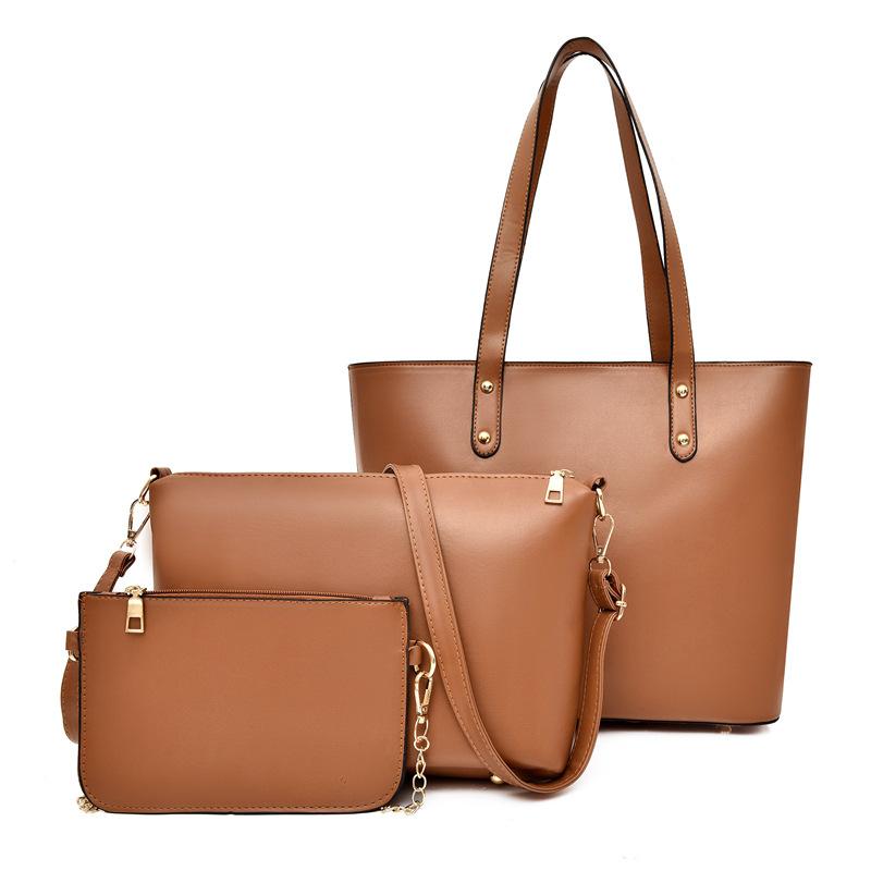 

Сумка Женская Новая Большая Вместимость Наплечная Сумка Модная Сумка для Ребенка и Матери Трехкомпонентная Сумка светло-коричневого
