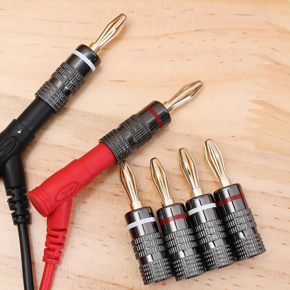 1-10Pcs New Gun Metal BANANA PLUGS 24K Gold-plated 4MM Banana Connector with Screw Lock for Audio Jack Speaker Plugs Banana Plug
