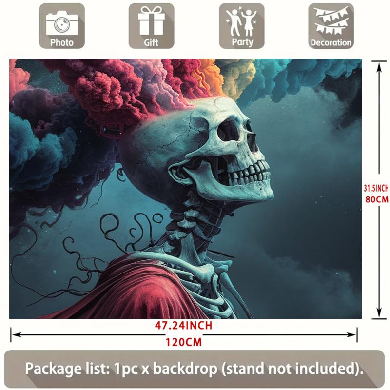 Party Backdrop Smoking Skull Smoke Canvas Seasons Event Event Backdrop Decoration Party Decor
