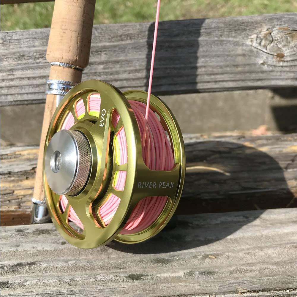 Carretel de mosca river peak evo (#24, amarelo bambu)