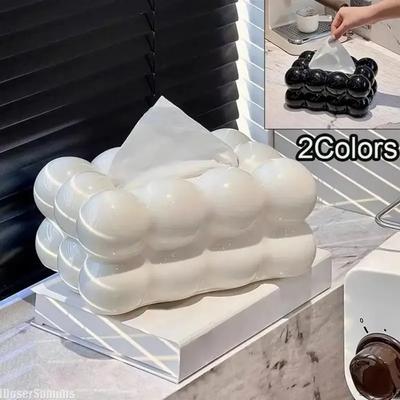 Luxury Cream Tissue Box Holder for Dining Table Tissue Box Container Living Room Decoration Kitchen Storage Light