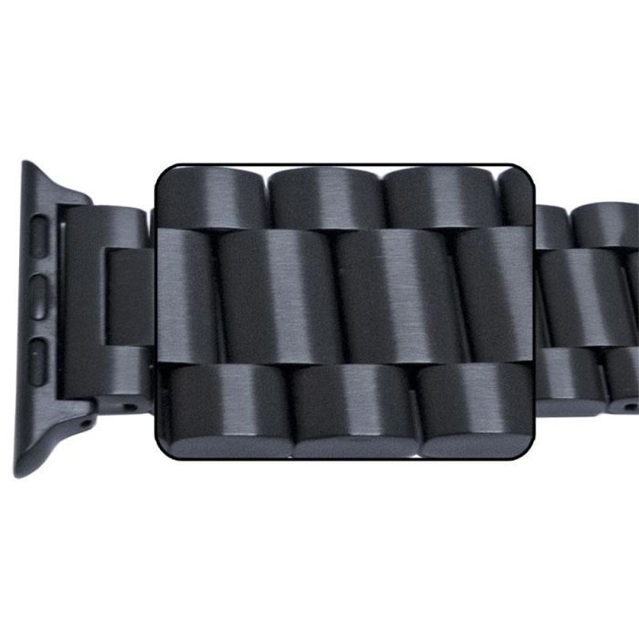 Bracelet Apple Watch - MY-MONTRE - 38/40/41mm - Acier inoxydable 304L - Noir - Fermeture à ressort
