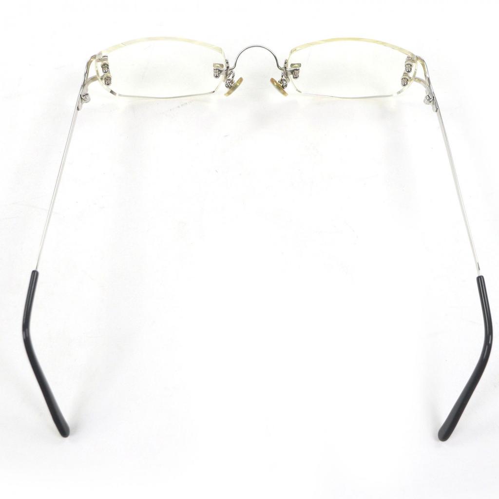 Great Cartier Glasses 135 2C Decor Two-Point Rimless Silver Used